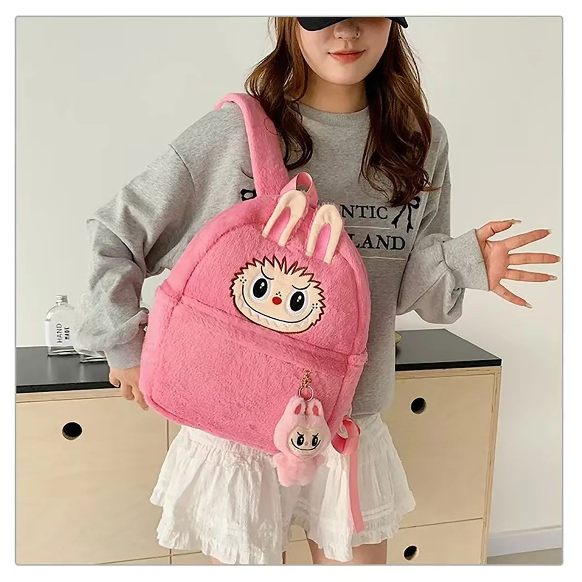 THE MONSTERS - BUBU-Bag - flauschiger Rucksack - rosa