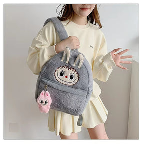 LABUBU BUBU - Flauschiger Rucksack grau